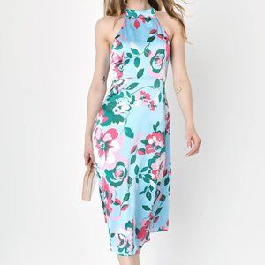 Lulu's Blue Floral Midi Dress